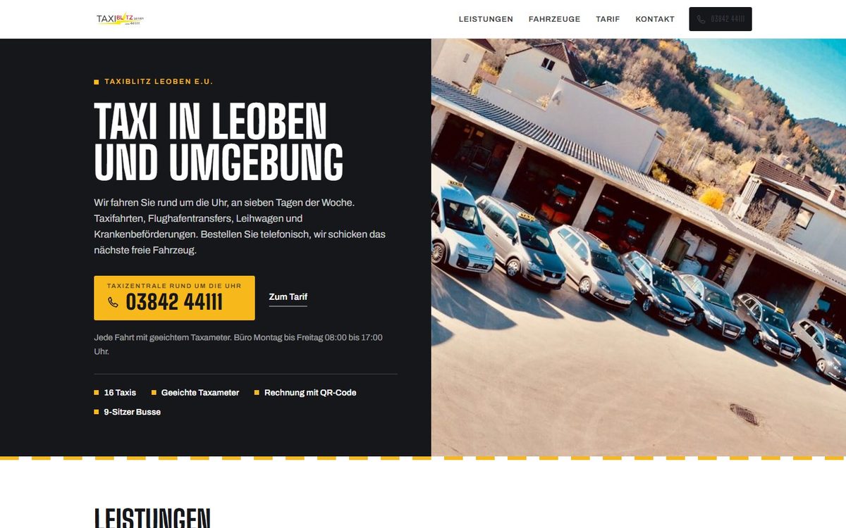Startseite von TaxiBlitz Leoben